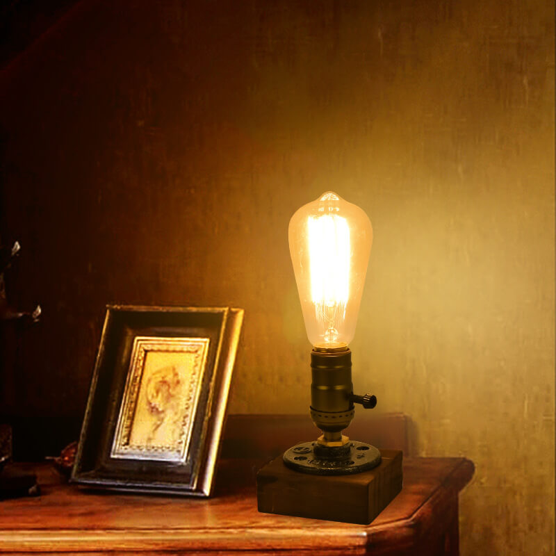 Avtoit | Vintage Industrial Iron Light Bulb 1-Light Table Lamp