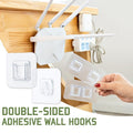 Self-Adhesive Wall Hooks, Water-Resistant Stainless Steel, 5/10/20 Sets