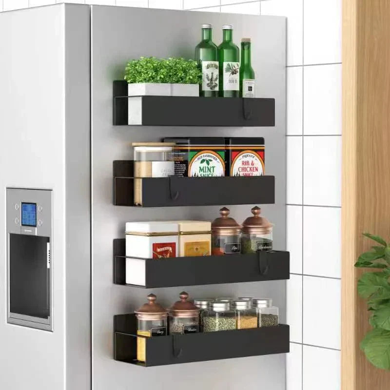 Magnetic Spice Rack for Refrigerator or Metal Surfaces, Space-Saving Storage