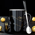 Avtoit | 12 Zodiac Signs Black Ceramic Mug with Lid Spoon