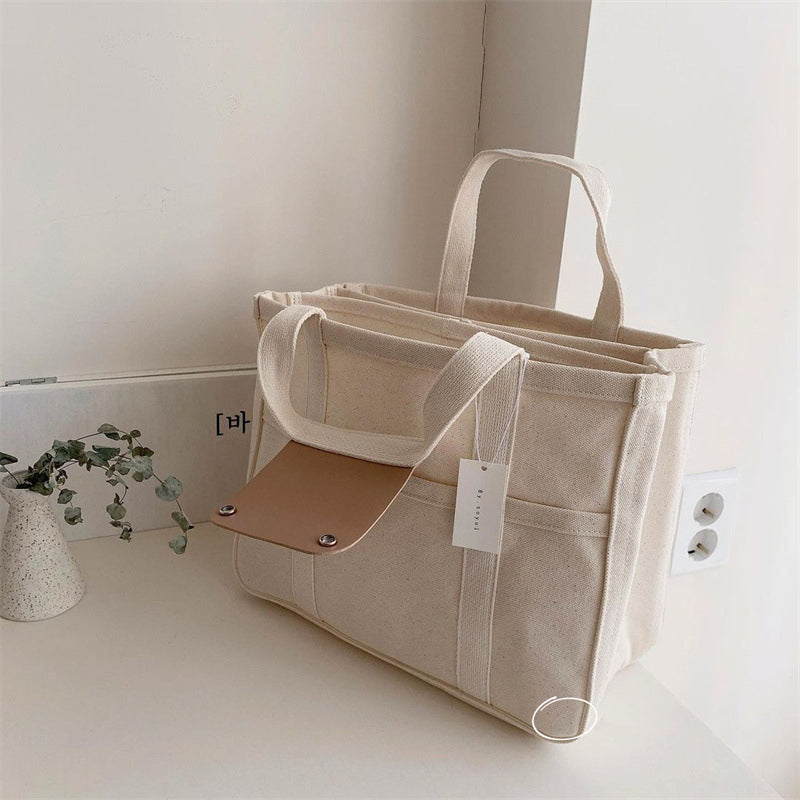 Avtoit | Solid Color Canvas Shopper Bag