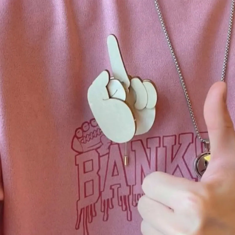 Avtoit | Funny Wooden Finger Brooch