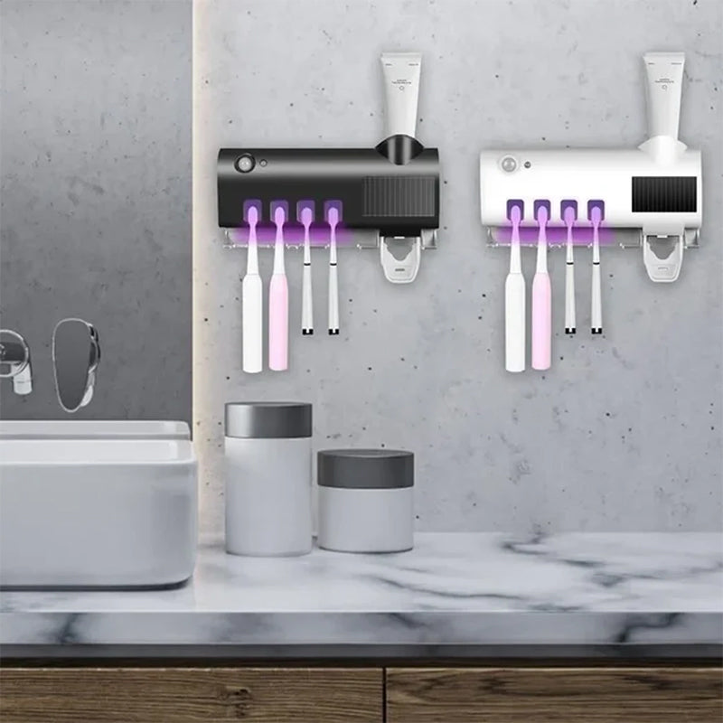 Avtoit | Smart UV Light Sterilizer Toothbrush Holder, Wall Mounted Toothpaste Dispenser