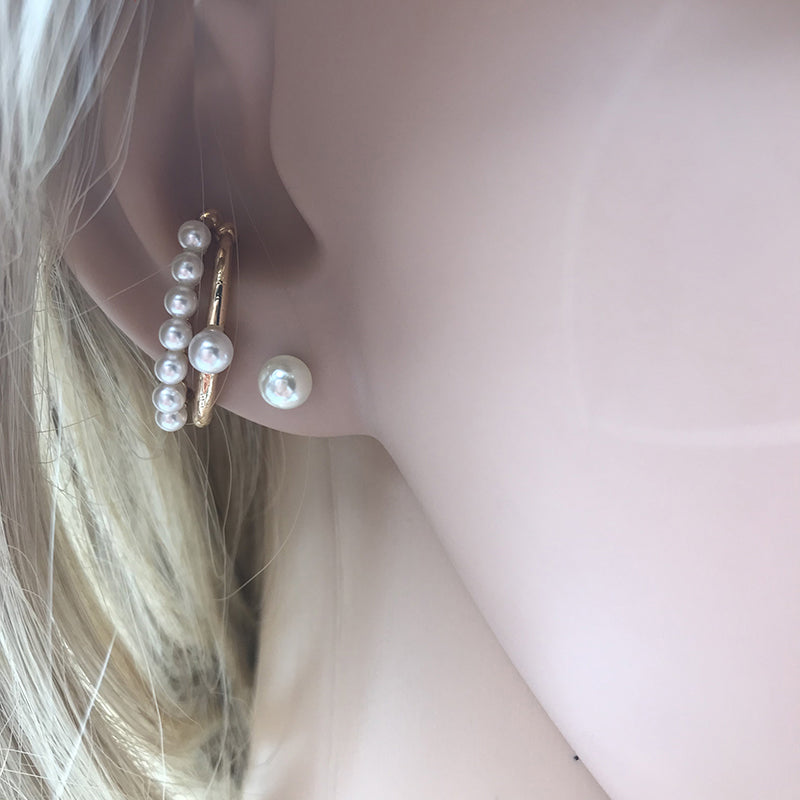 Avtoit | Minimalist Simulated Round Small Pearl Ear Cuff Earrings For Women