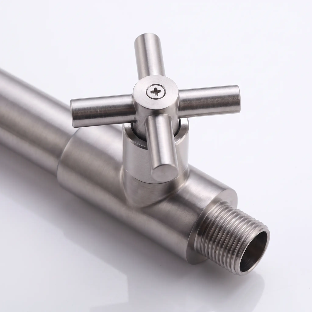 Avtoit | Contemporary Wall-Mounted Bathroom Faucet Cross Handles Stainless Steel Faucet
