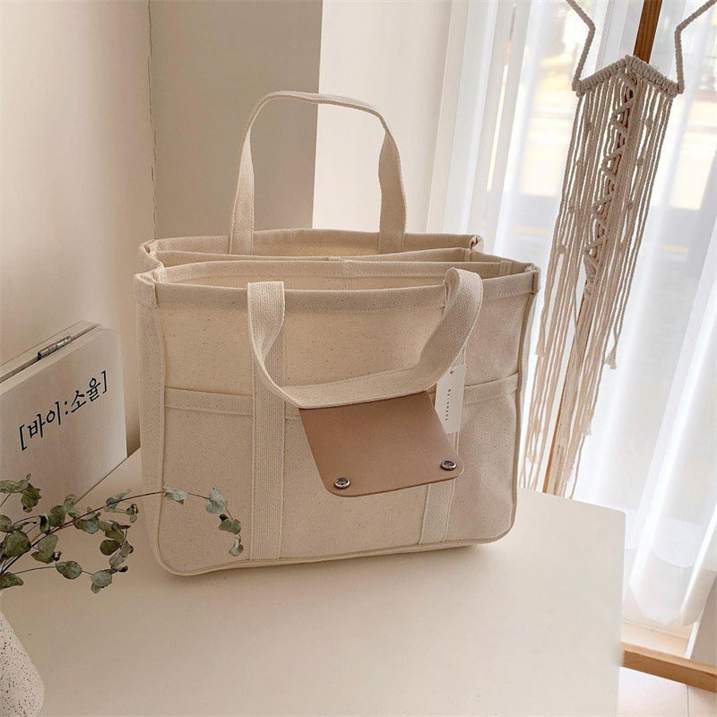 Avtoit | Solid Color Canvas Shopper Bag