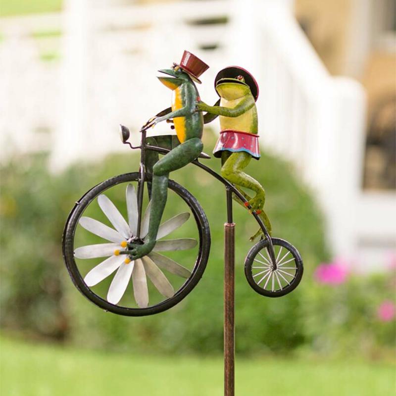 Handcrafted Animal Bicycle Wind Spinner with Recycled Metal Design