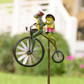 Handcrafted Animal Bicycle Wind Spinner with Recycled Metal Design