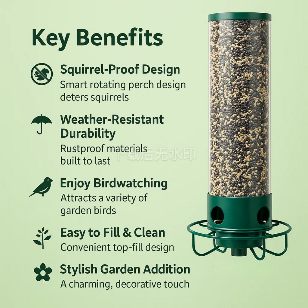 Avtoit | Squirrel Proof Bird Feeder | Heavy-Duty Metal, Multi-Feeding Ports & Ideal for Backyard Birdwatching