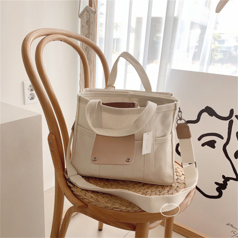 Avtoit | Solid Color Canvas Shopper Bag