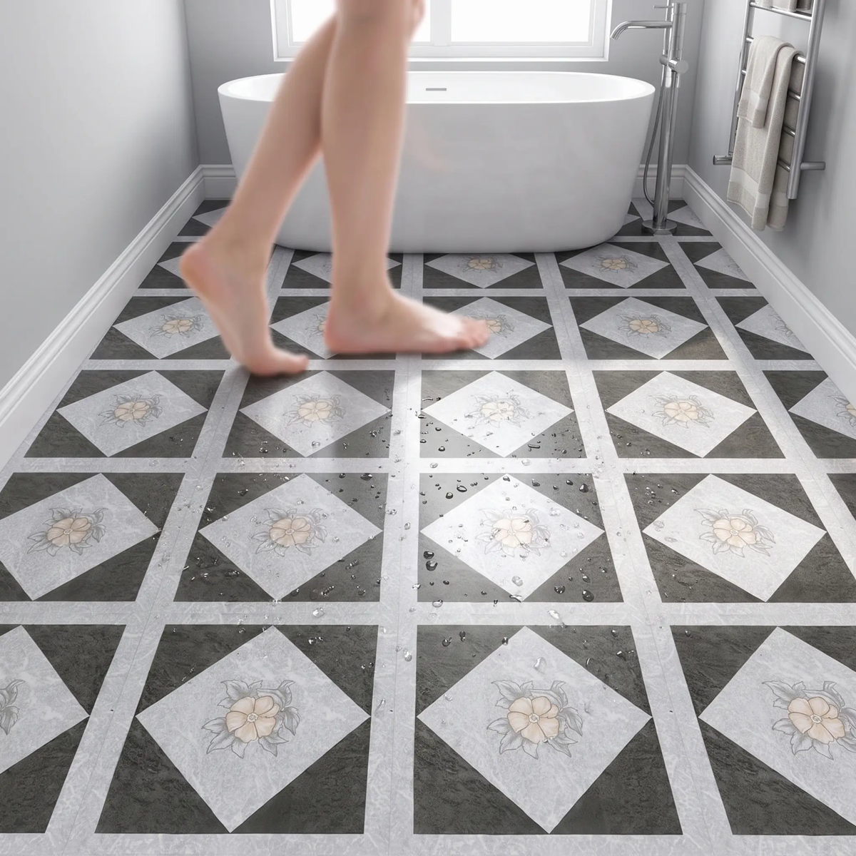 Avtoit | Peel and Stick PVC Flooring Matt Vinyl Flooring with Stone Look