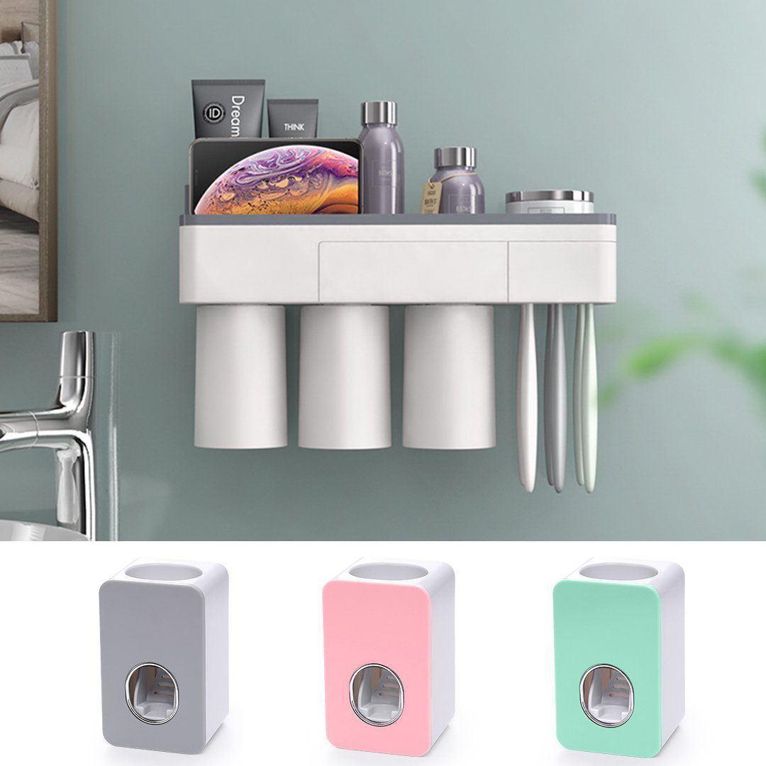 Avtoit | Practical toothbrush holder set with toothpaste dispenser
