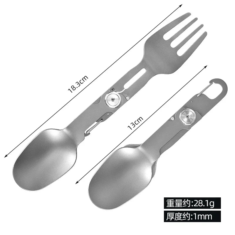 Avtoit | Titanium Camping Cutlery Set - Foldable Spoon, Fork, Chopsticks & Bowl for Travel