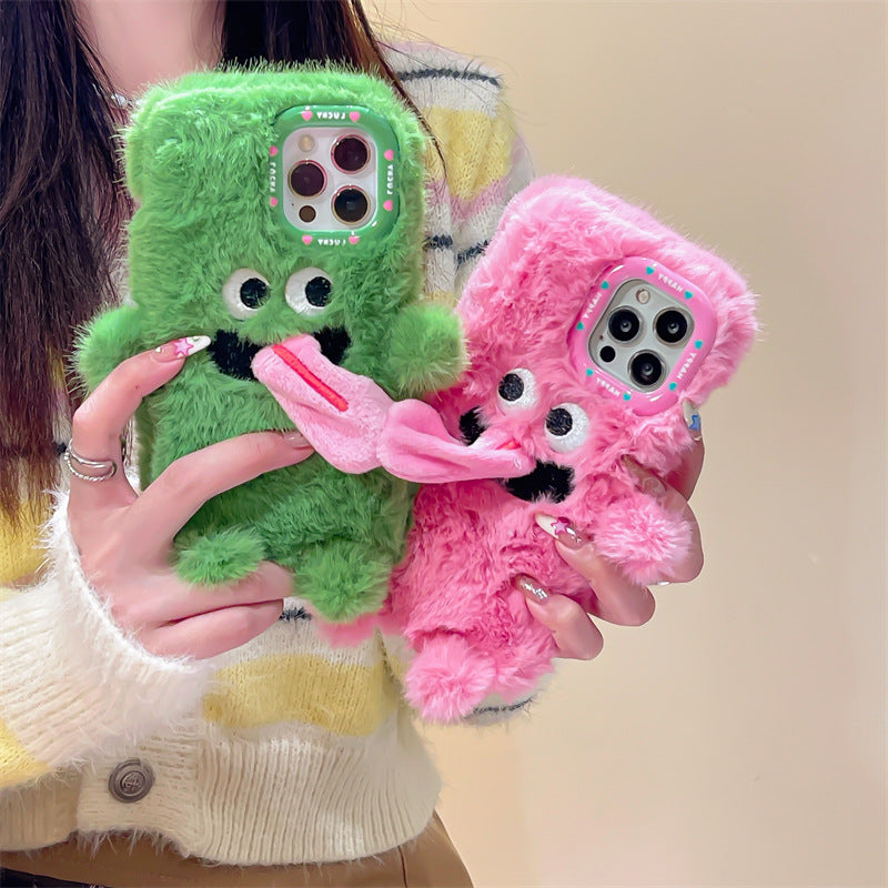 Avtoit | Funny Tongue Sticking Out Plush Phone Case For iPhone