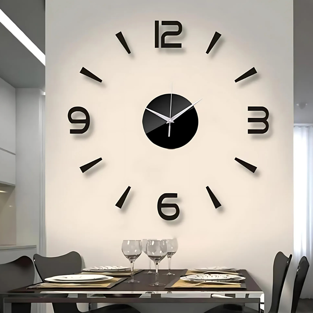 Avtoit | Chrona | Large Wall Clock Black Modern 60 cm Minimalistic