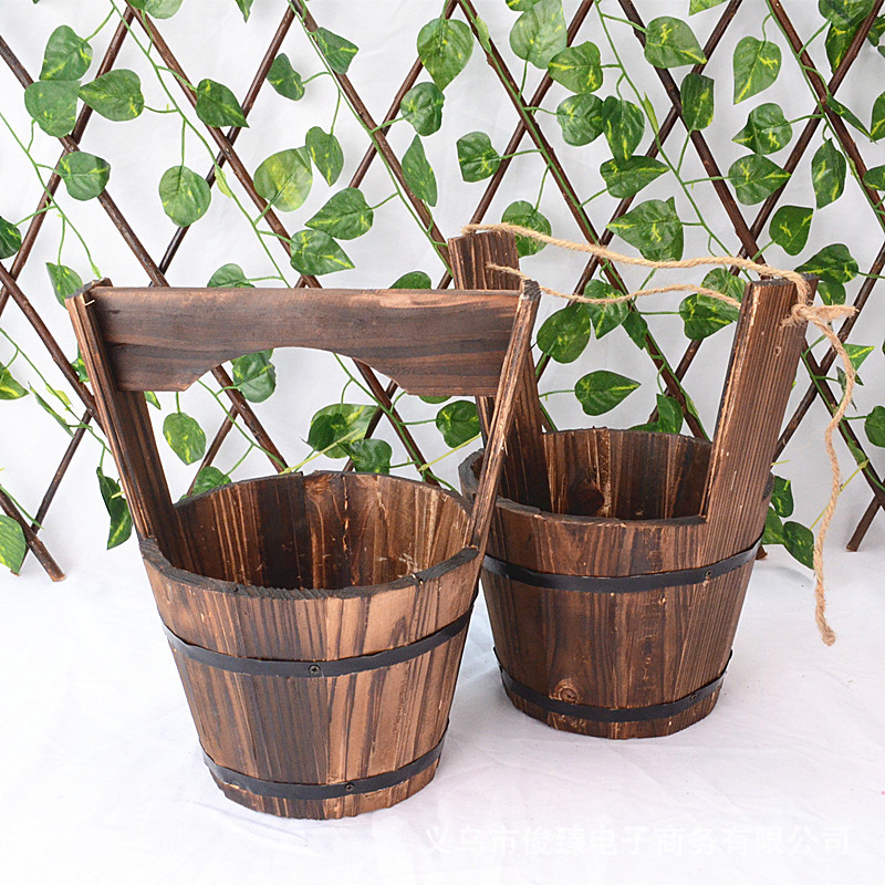 Avtoit | Wooden Bucket Planter in Barrel Design for Garden and Terrace – Decorative Flower Pots made of Wood