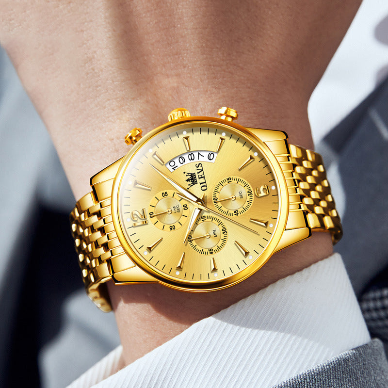 Avtoit | Luxury Gold Three-Eye Chronograph Dial Automatic Mechanical Watch