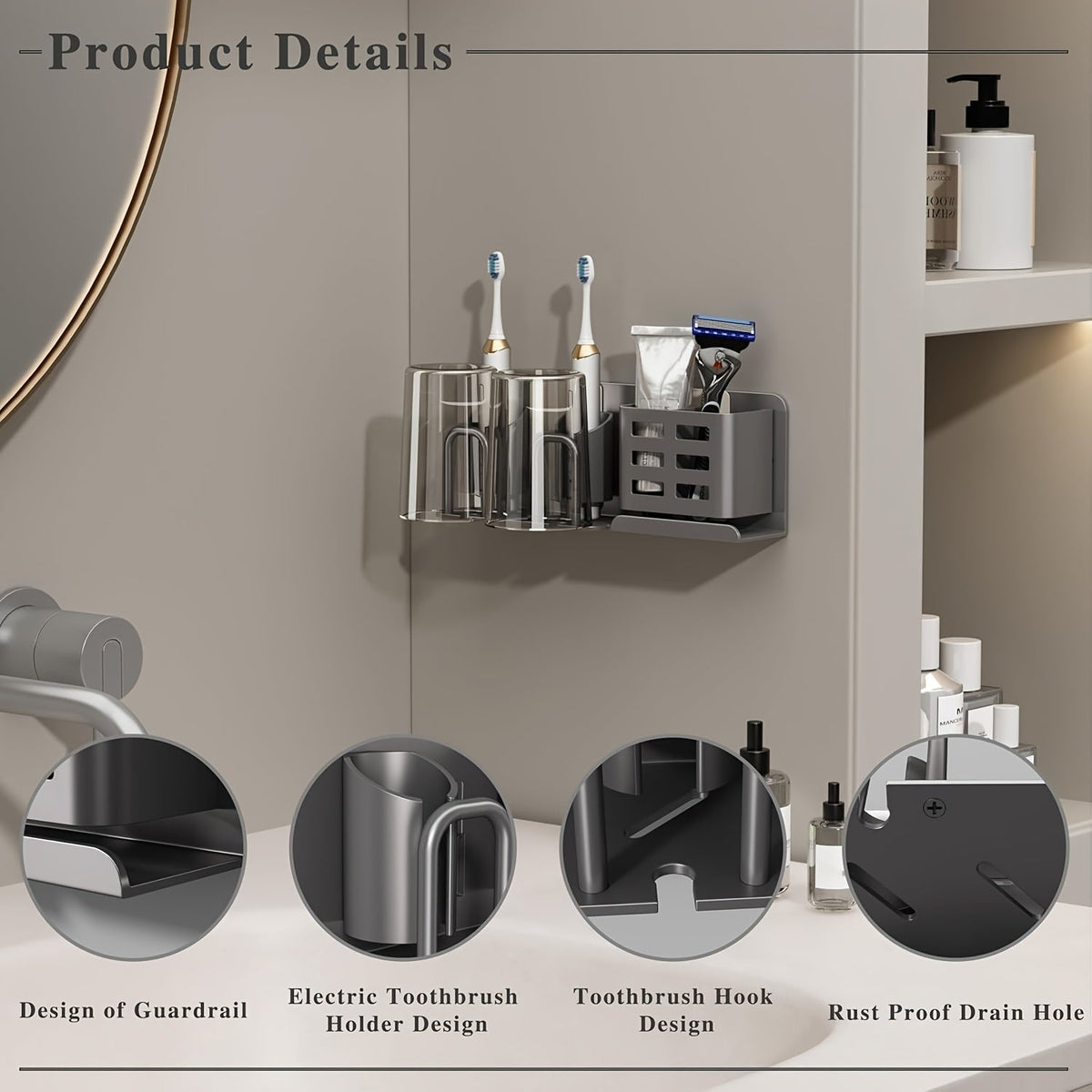 Avtoit | BristleHub Wall-Mounted Electric Toothbrush Holder – Aluminium Bathroom Organiser with Drainage Holes