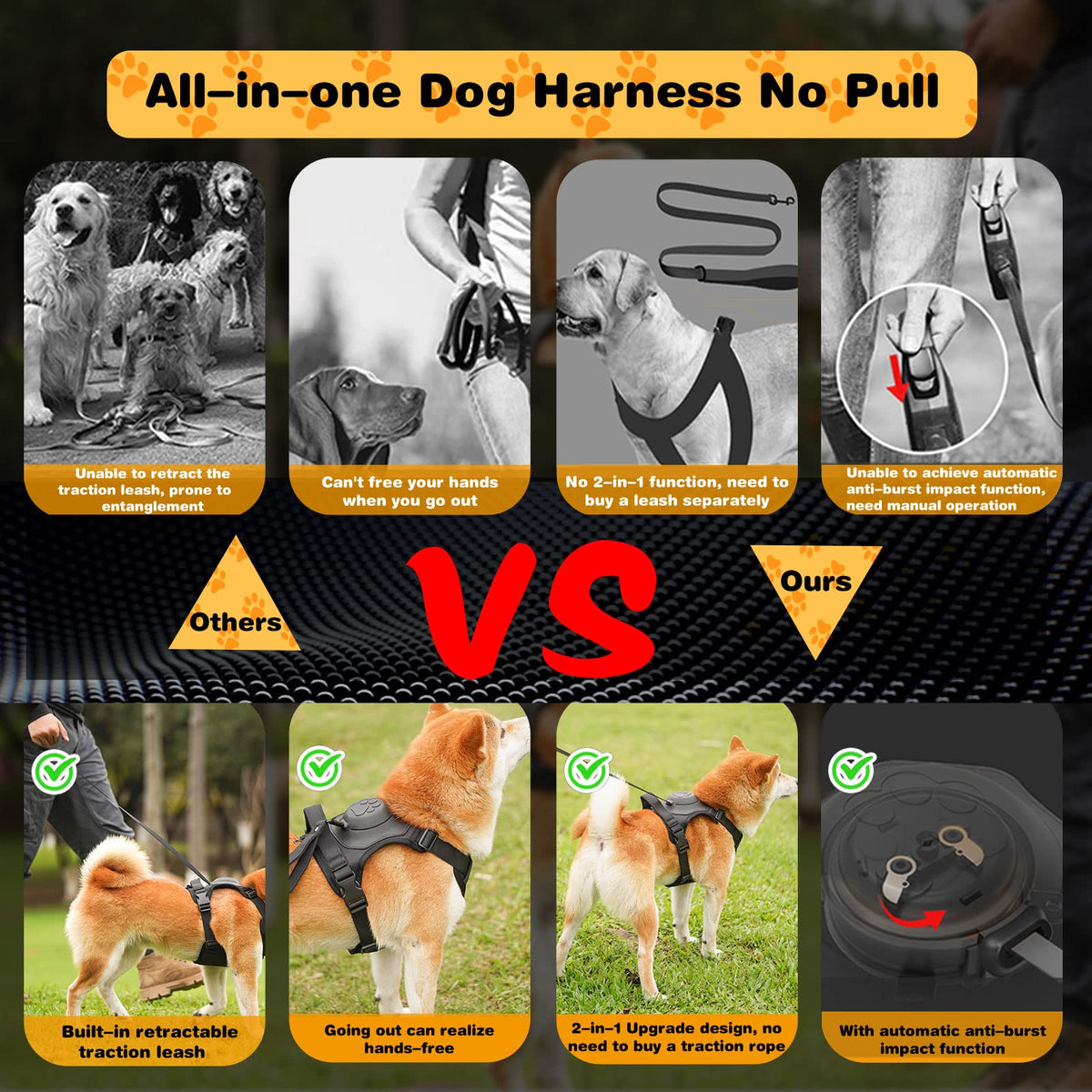 Avtoit | mamymarket™ - Dog Harness and Retractable Leash Set All-in-One
