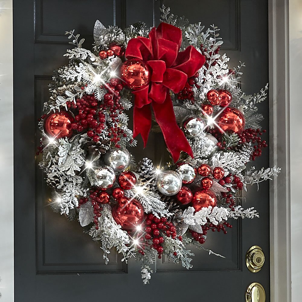 Avtoit | Cordless Prelit Holiday Trim | LED Lights, Auto-Timer & Premium Red/White Decor