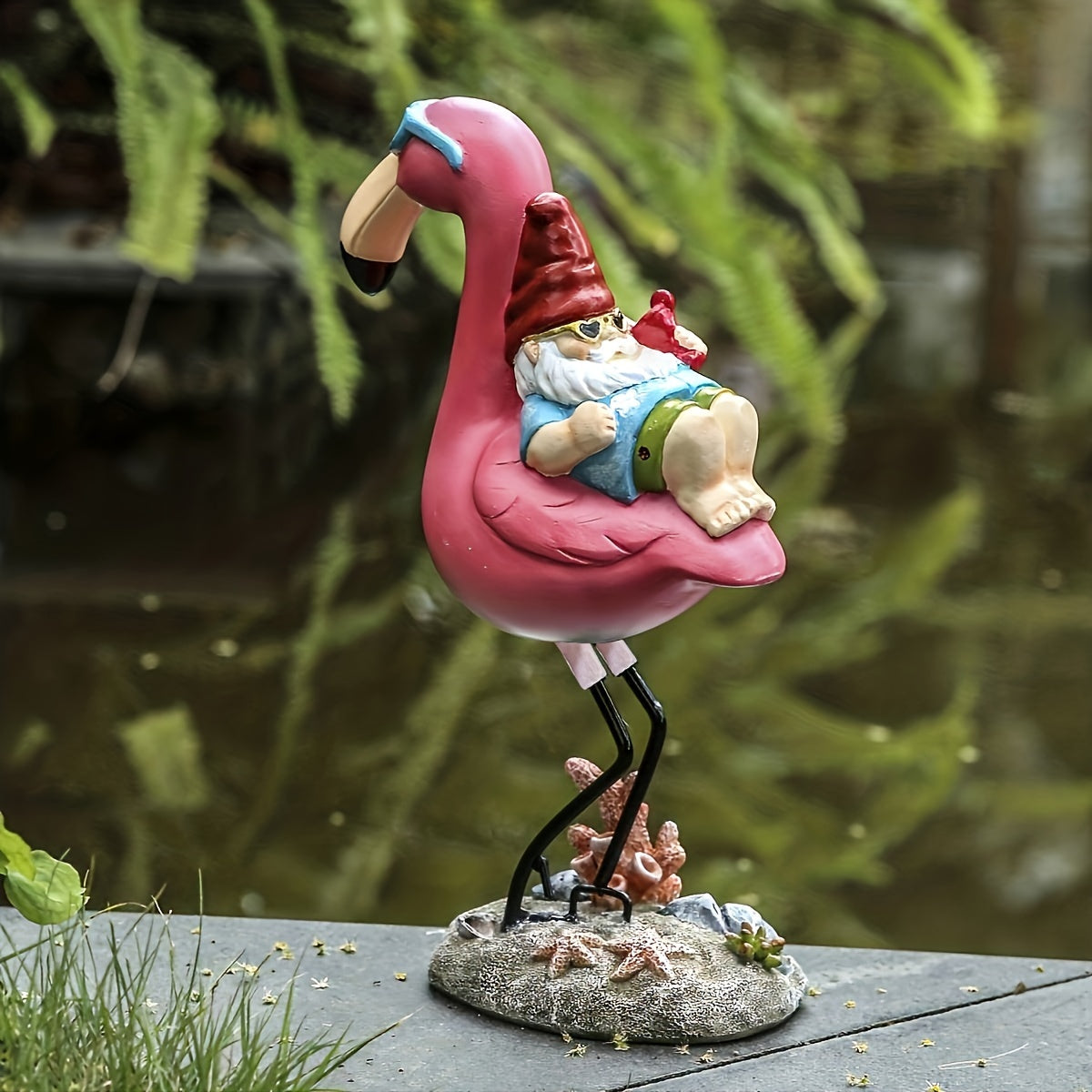 Avtoit | Flamingo relaxing garden gnome statue