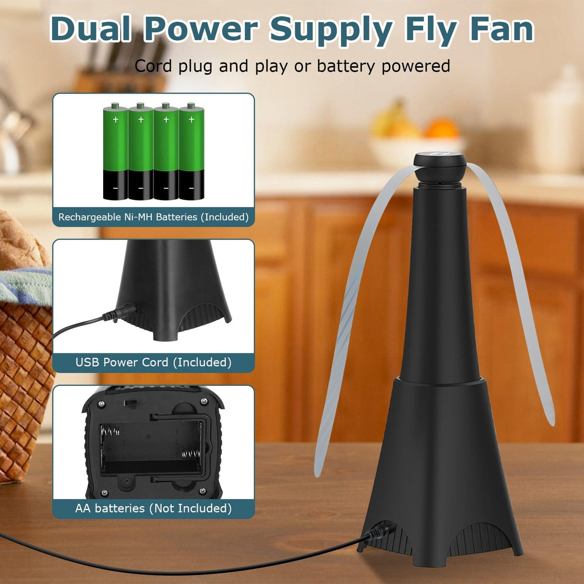 Avtoit | 2-pack: Carrying fan with reflective fly repellent, rechargeable battery operated