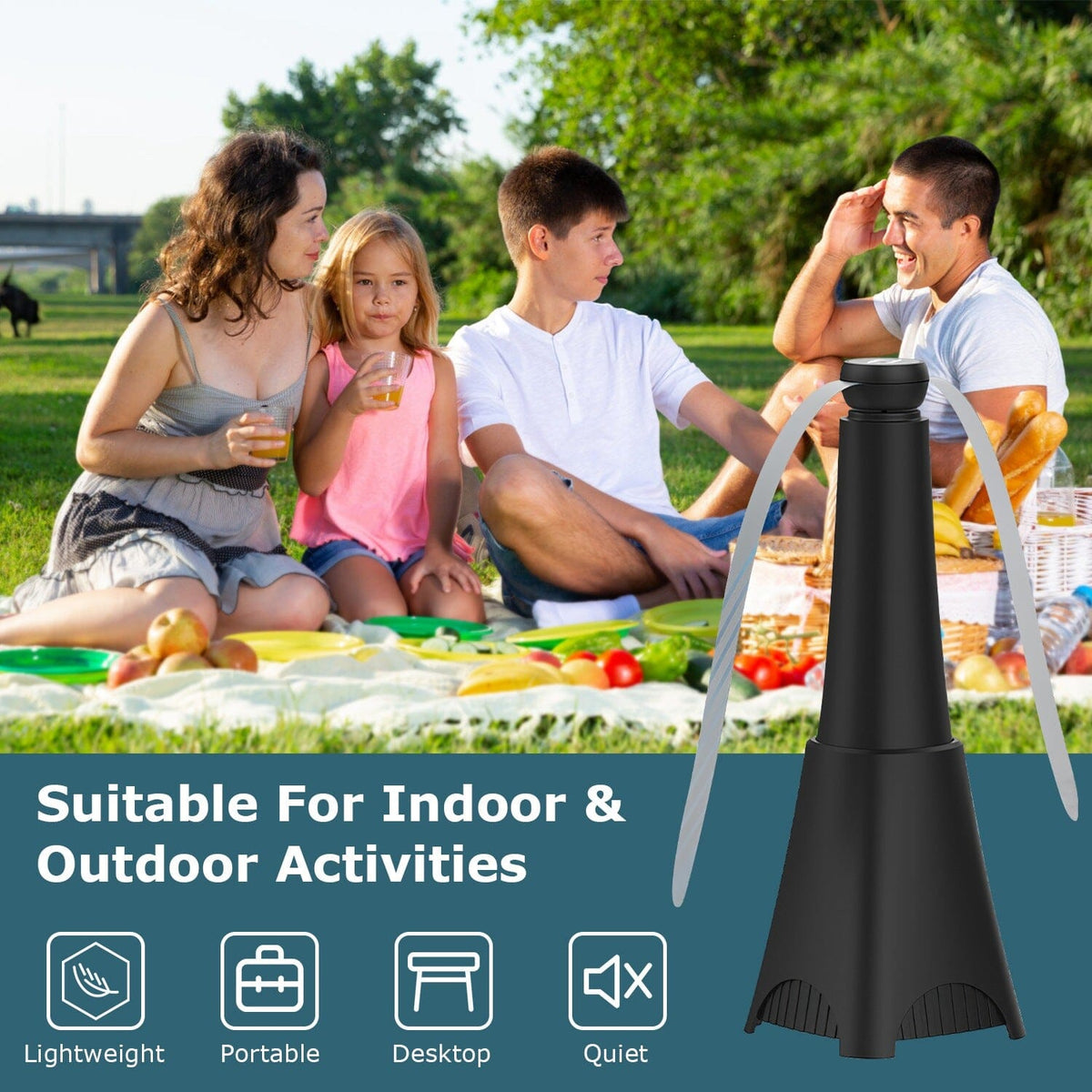 Avtoit | 2-pack: Carrying fan with reflective fly repellent, rechargeable battery operated