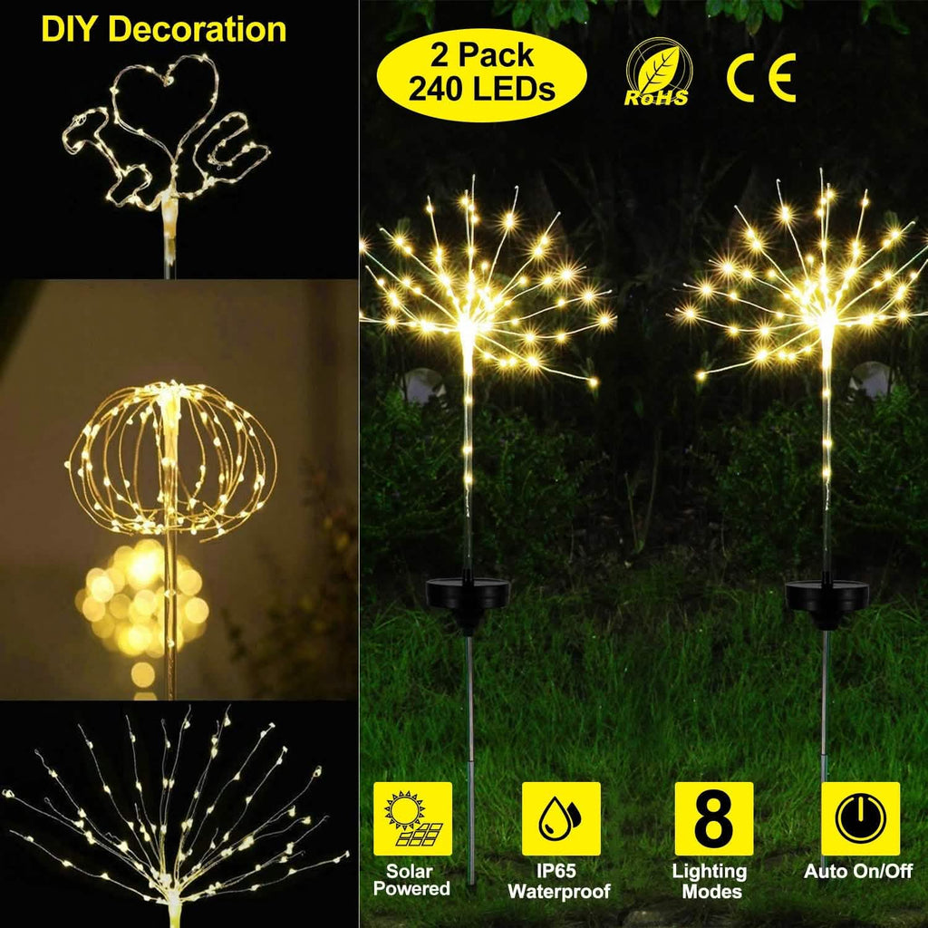 Avtoit | 2-piece: Solar-powered star explosion garden lights