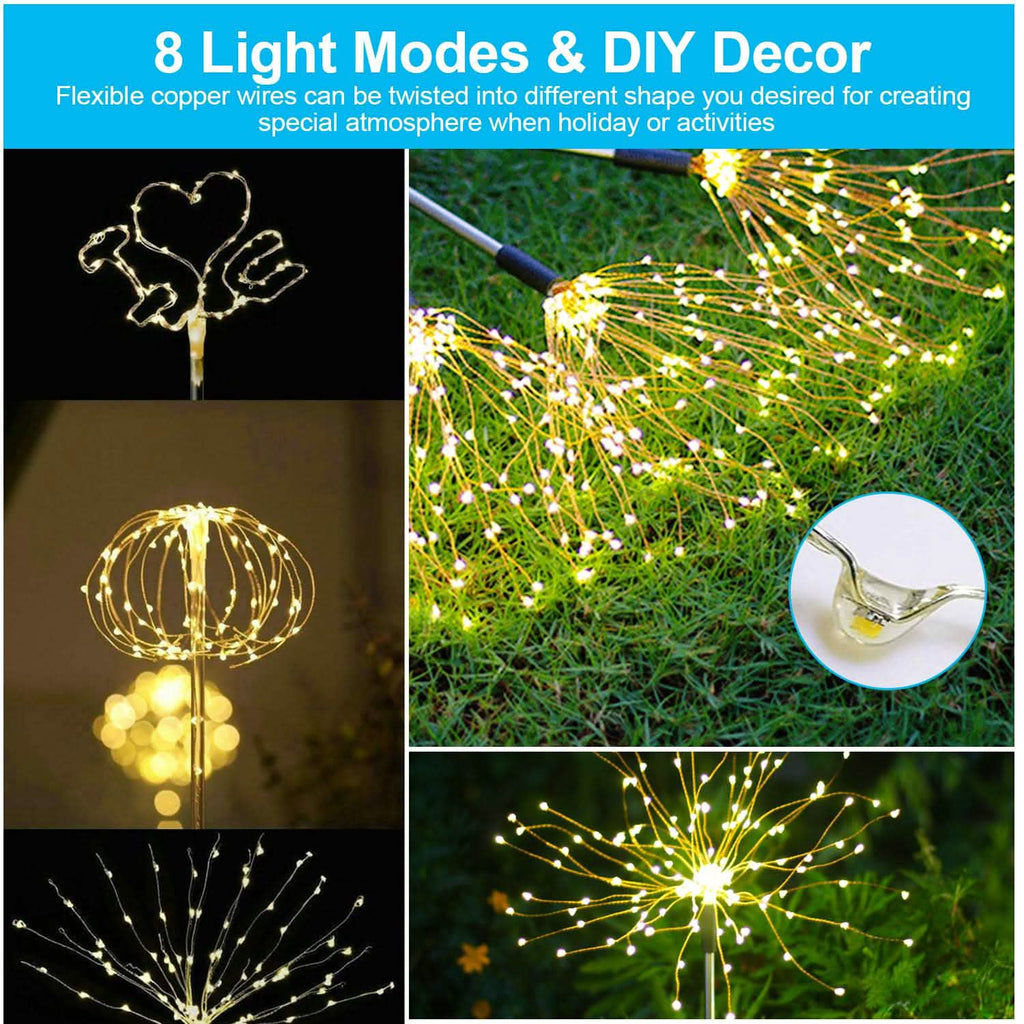 Avtoit | 2-piece: Solar-powered star explosion garden lights