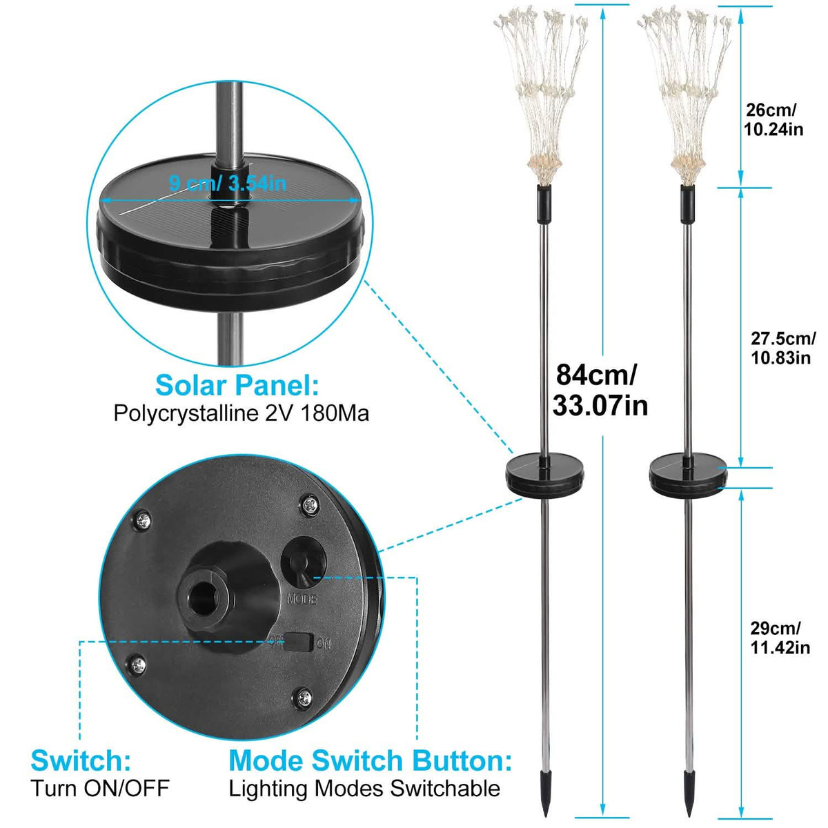 Avtoit | 2-piece: Solar-powered star explosion garden lights