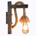 Avtoit | Rope Gray Wall Hanging Lamp Bare Bulb 1 Light Industrial Style Wall Lighting Ideas with Wood L-Arm