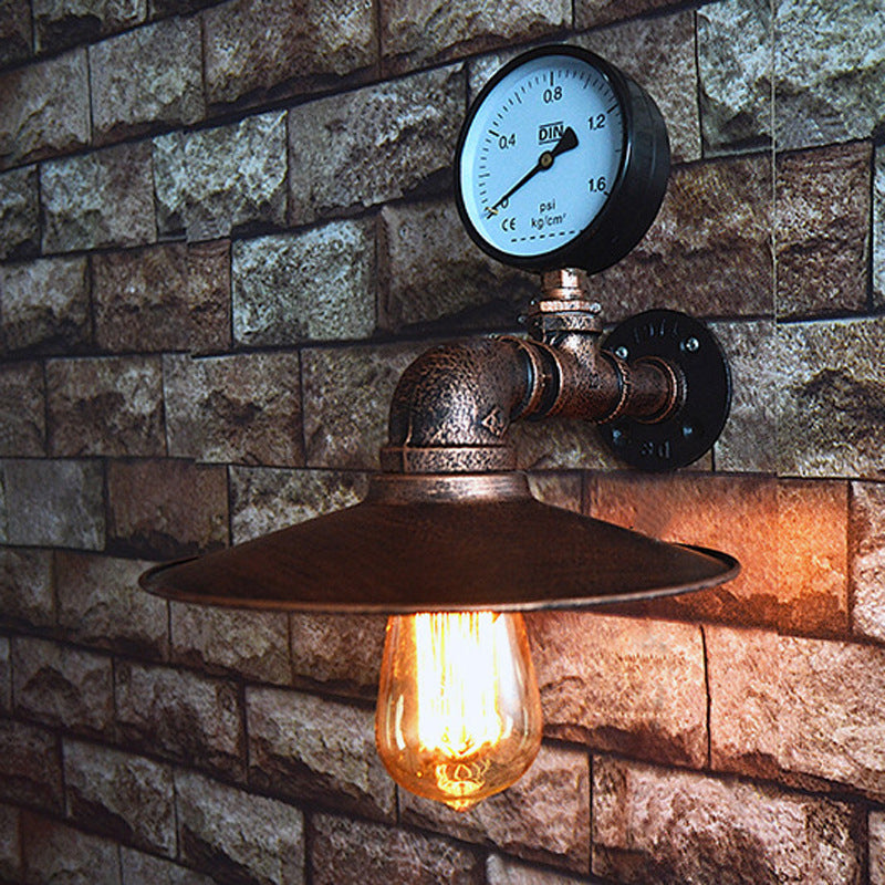 Avtoit | 1 Light Wide Flare Wall Lamp Fixture Industrial Rust Metal Wall Mounted Lamp with Water Meter Decoration