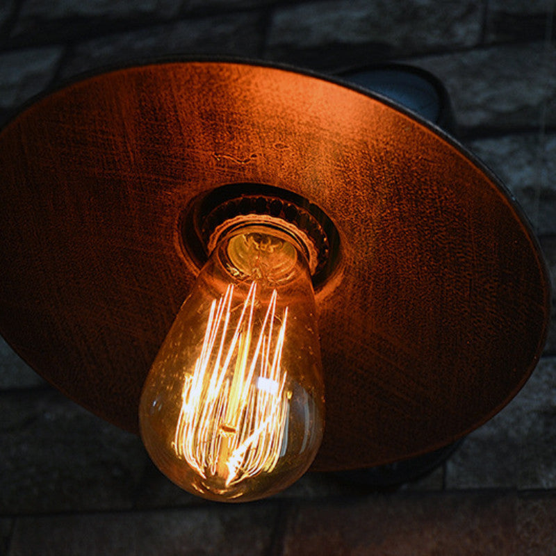 Avtoit | 1 Light Wide Flare Wall Lamp Fixture Industrial Rust Metal Wall Mounted Lamp with Water Meter Decoration