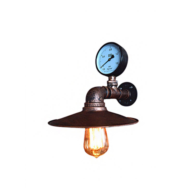 Avtoit | 1 Light Wide Flare Wall Lamp Fixture Industrial Rust Metal Wall Mounted Lamp with Water Meter Decoration
