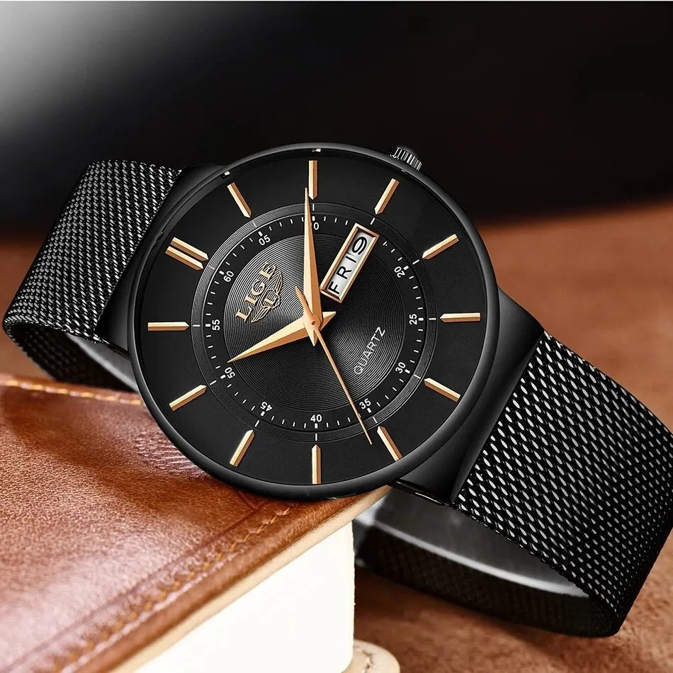 Avtoit | Luxury Men’s Ultra-Thin Waterproof Stainless Steel Quartz Watch – Elegant Date Display Sports Wristwatch