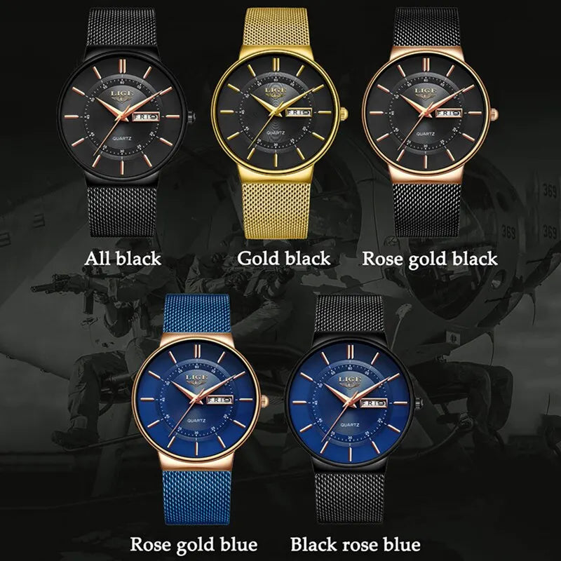 Avtoit | Luxury Men’s Ultra-Thin Waterproof Stainless Steel Quartz Watch – Elegant Date Display Sports Wristwatch