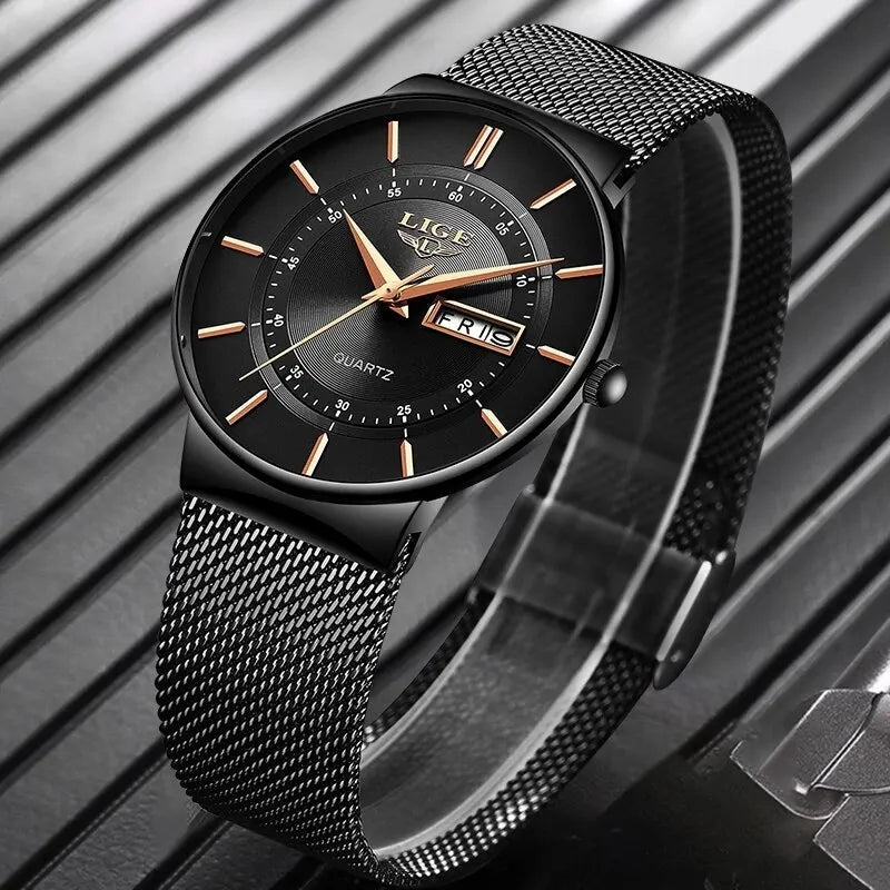 Avtoit | Luxury Men’s Ultra-Thin Waterproof Stainless Steel Quartz Watch – Elegant Date Display Sports Wristwatch