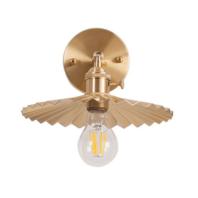 Avtoit | 1 Light Cone Wall Lighting Ideas Industrial Brass Metal Wall Mounted Lamp for Nightstand