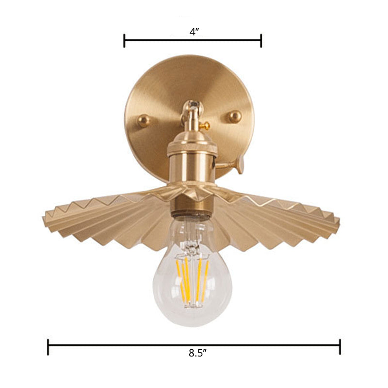 Avtoit | 1 Light Cone Wall Lighting Ideas Industrial Brass Metal Wall Mounted Lamp for Nightstand