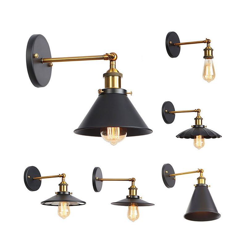 Avtoit | Metal straight arm wall lighting fixture factory 1 bulb dining room wall lamp in black and brass