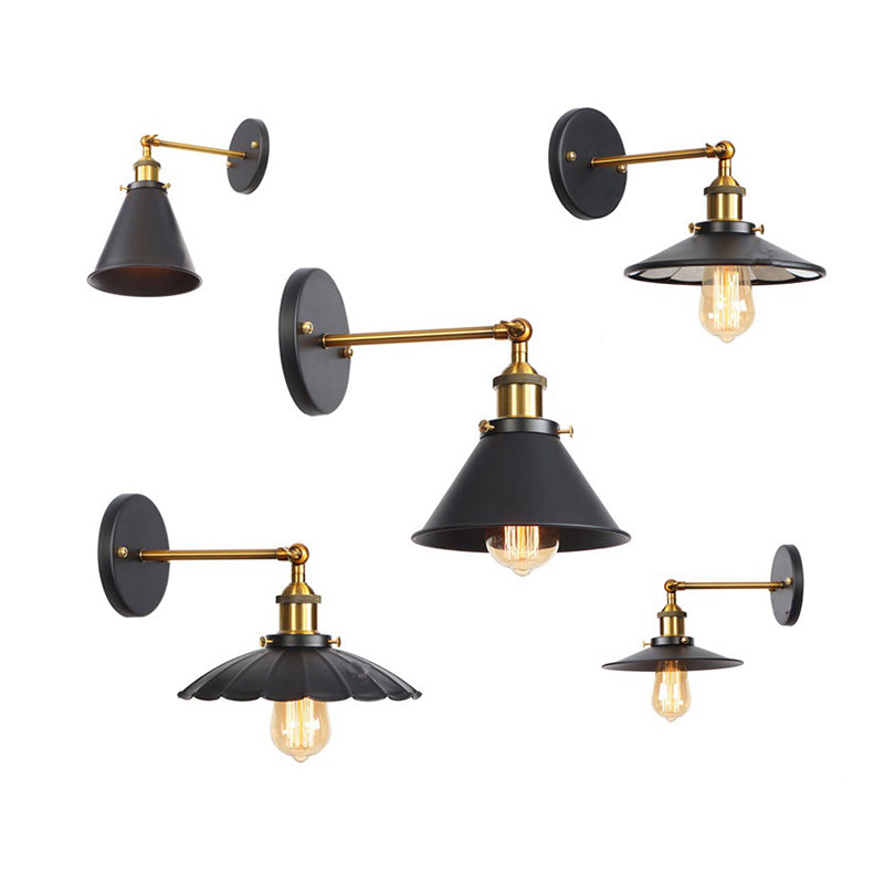 Avtoit | Metal straight arm wall lighting fixture factory 1 bulb dining room wall lamp in black and brass