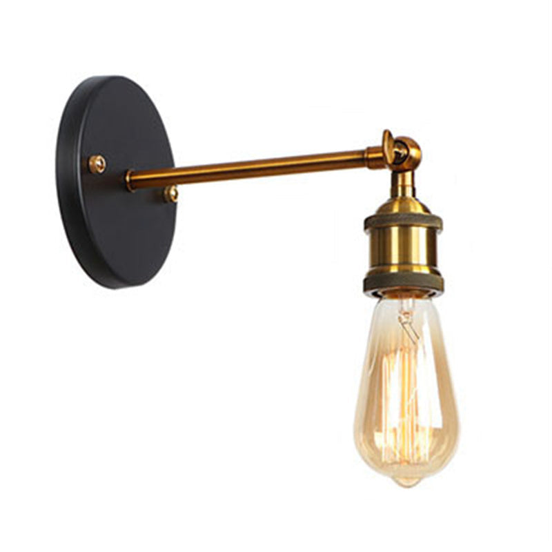 Avtoit | Metal straight arm wall lighting fixture factory 1 bulb dining room wall lamp in black and brass