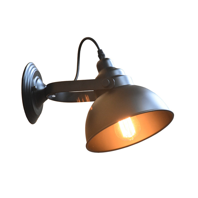 Avtoit | 1-Head Wall Lamp Sconce Farm Bowl Shade Metal Wall Lighting with Adjustable Handle in Black