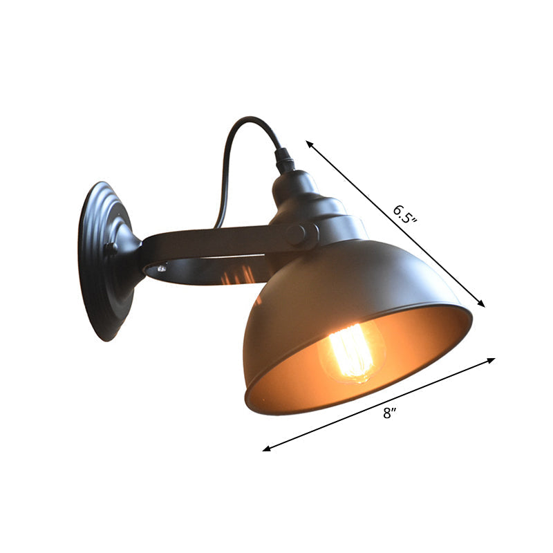 Avtoit | 1-Head Wall Lamp Sconce Farm Bowl Shade Metal Wall Lighting with Adjustable Handle in Black