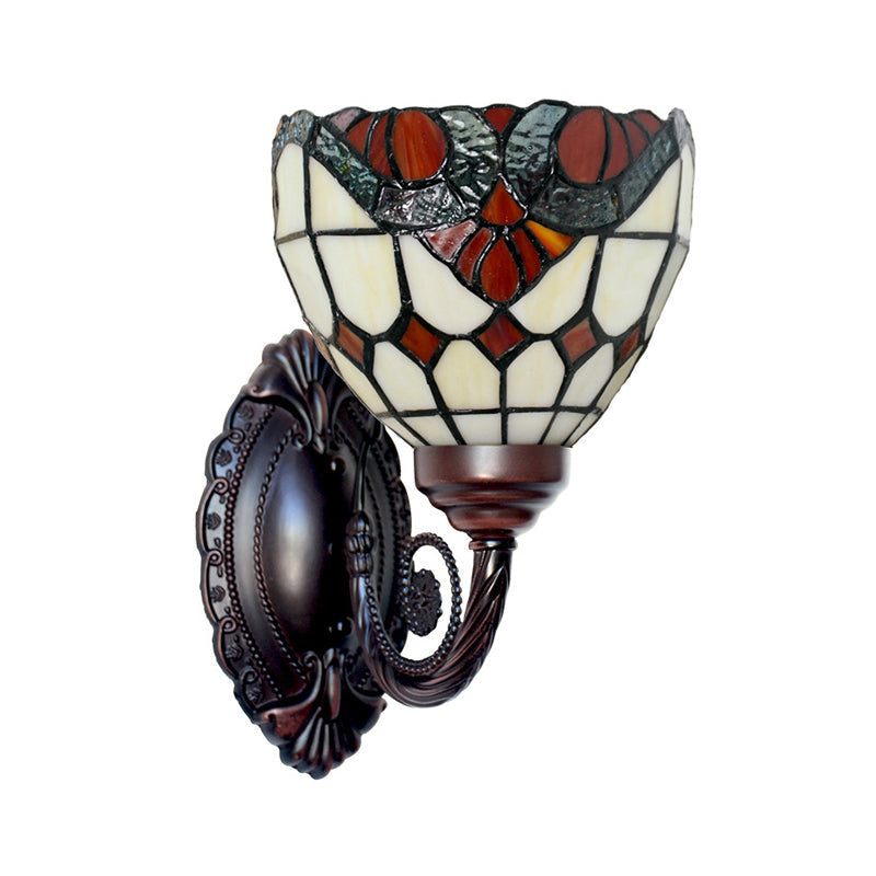 Avtoit | Baroque Grid Wall Lamp 1 Main Spotted Art Glass Wall Light Fixture in Black