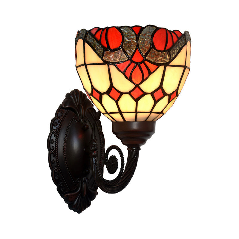 Avtoit | Baroque Grid Wall Lamp 1 Main Spotted Art Glass Wall Light Fixture in Black