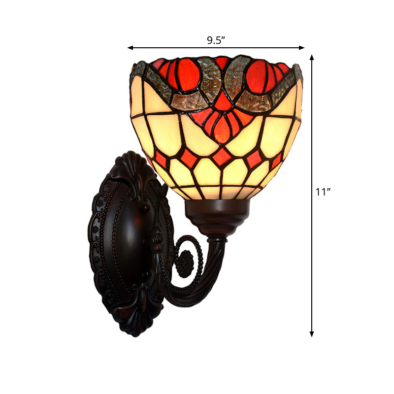 Avtoit | Baroque Grid Wall Lamp 1 Main Spotted Art Glass Wall Light Fixture in Black