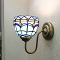 Avtoit | Blue Dome Wall Light Baroque 1 Head Stained Glass Wall Light Ideas with Curved Arm