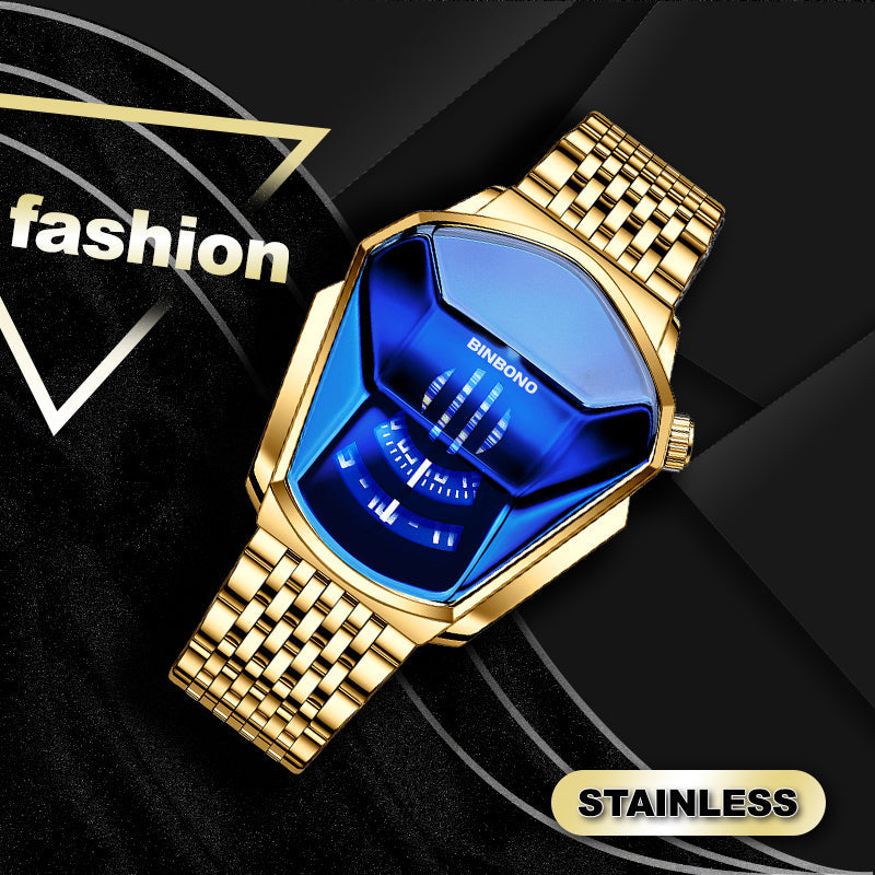 Men's Diamond-Style Quartz Watch with Creative Second Hand