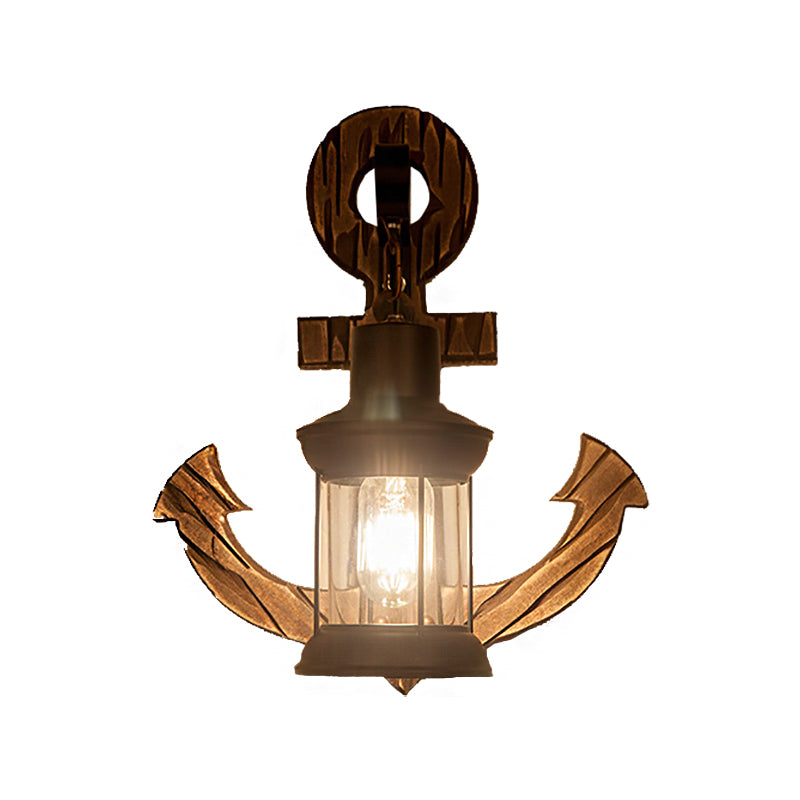Avtoit | A bulb clear glass wall lighting coastal black kerosene indoor wall lamp light fixture with wooden back panel